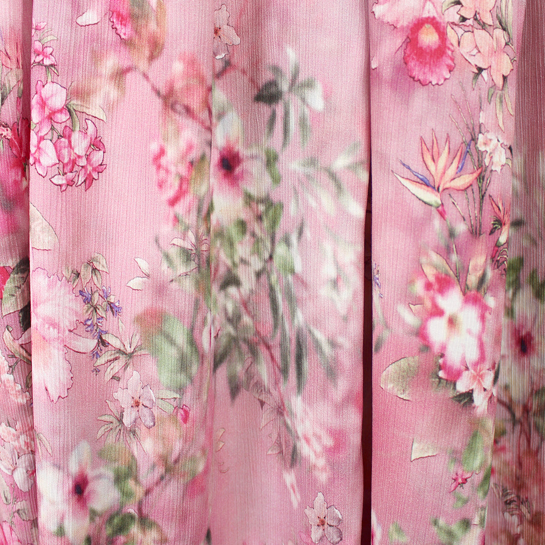 Italian 'floral focus' viscose micro-plisse' woven 1.75 yds