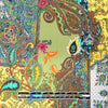 Italian 'paisley reprise' viscose micro-plisse' - maize/sage 1.875 yd