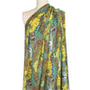 Italian 'paisley reprise' viscose micro-plisse' - maize/sage 1.66 yd