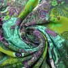 Italian 'paisley reprise' viscose micro-plisse' - turquoise/kiwi 1.5 yd