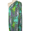 Italian 'paisley reprise' viscose micro-plisse' - turquoise/kiwi 1.5 yd