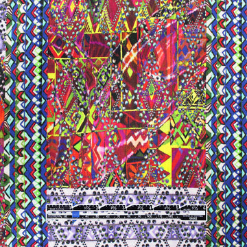 Italian 'partitioned patterns' viscose micro-plisse' woven - chili/lime 2.375 yds