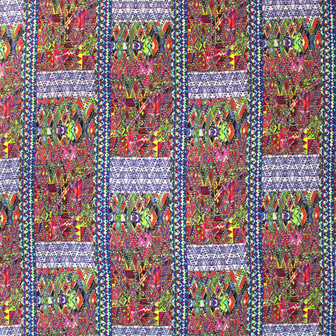 Italian 'partitioned patterns' viscose micro-plisse' woven - chili/lime 2.25 yd