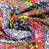 Italian 'partitioned patterns' viscose micro-plisse' woven - chili/lime 2.25 yd