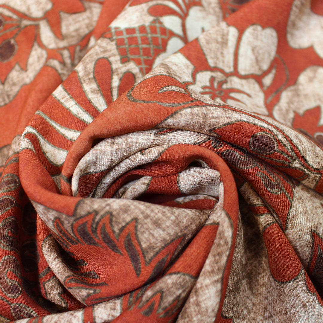 Italian 'henna tapestry' viscose crepe woven 1.875 yds