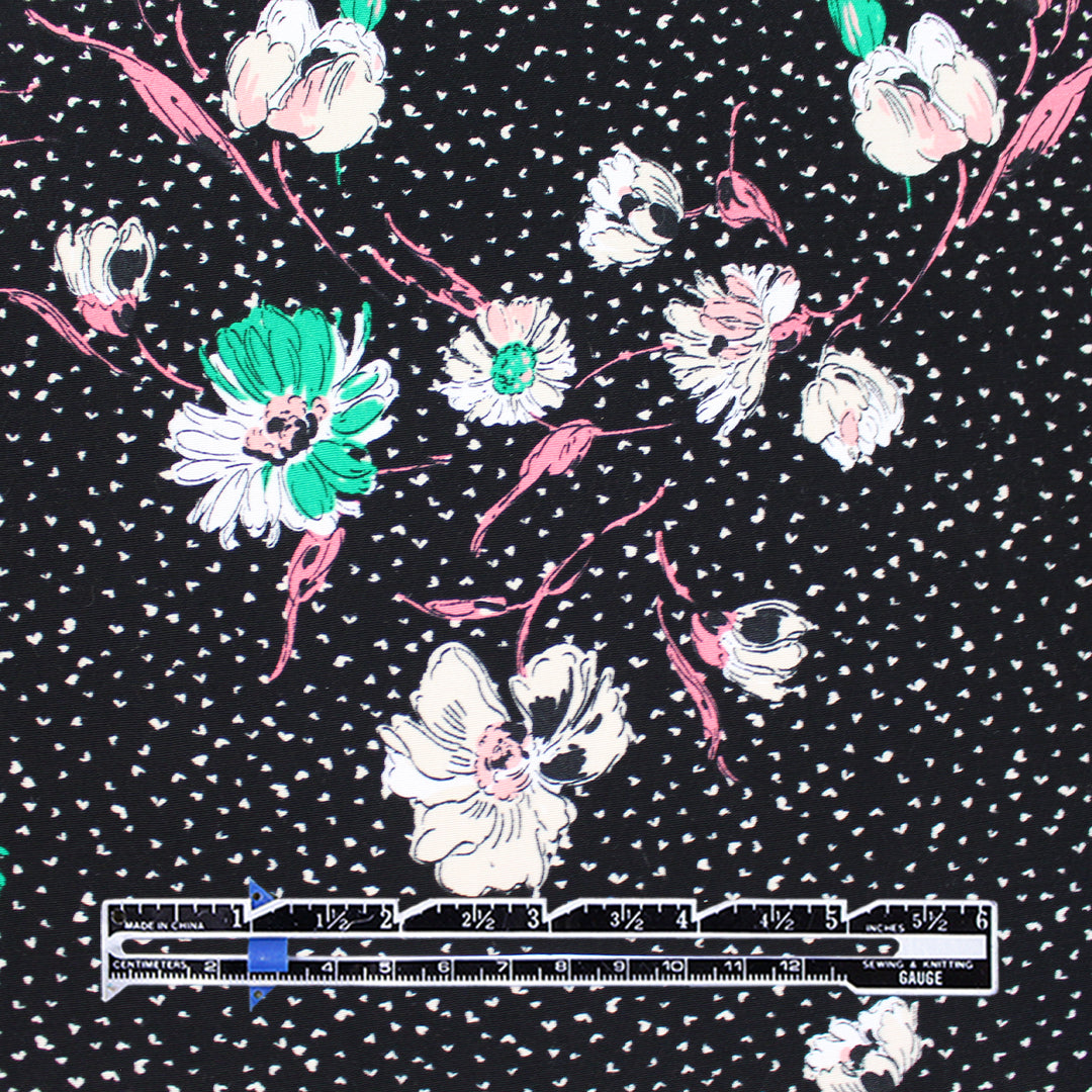 Italian 'scattered flowers' graphic floral viscose crepe