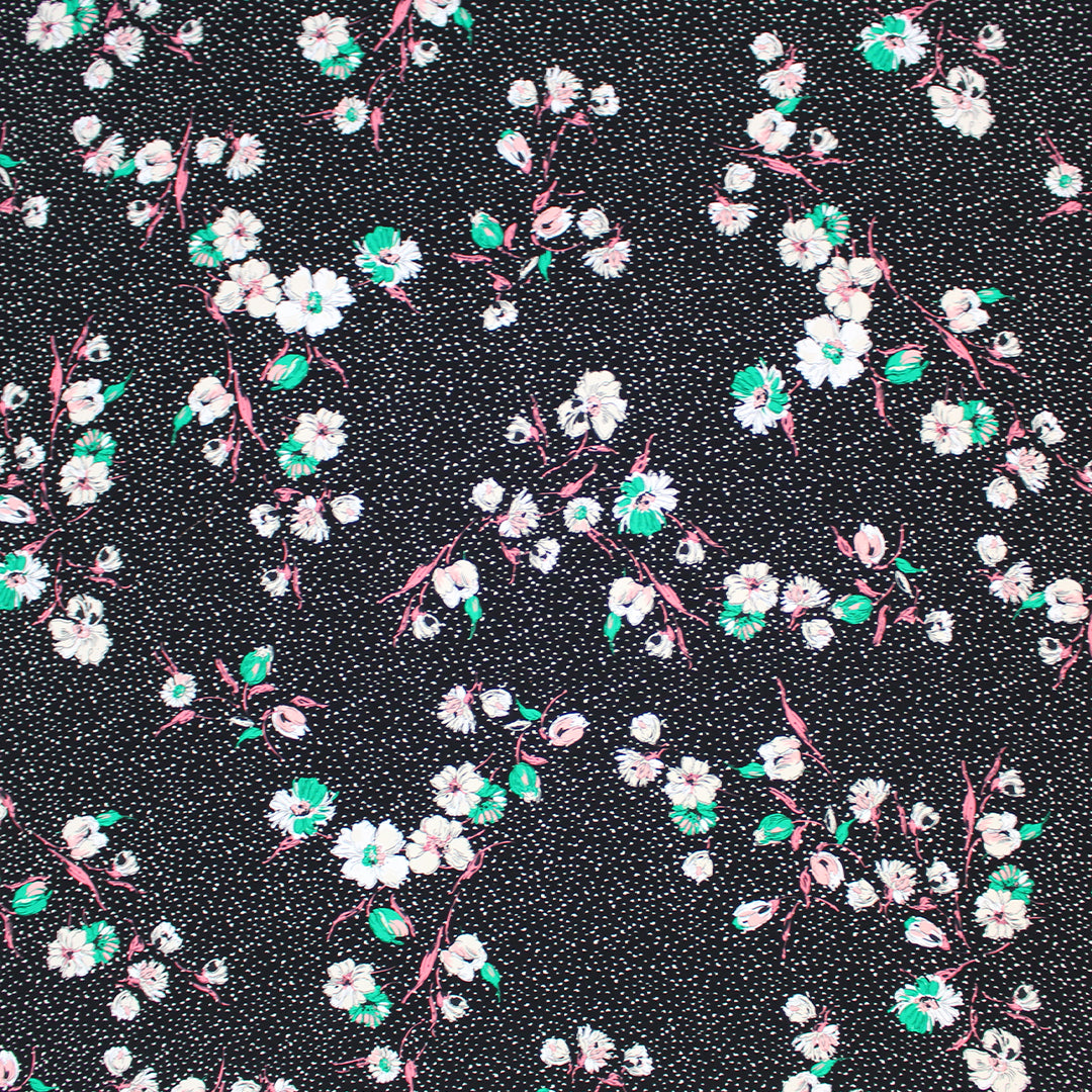 Italian 'scattered flowers' graphic floral viscose crepe