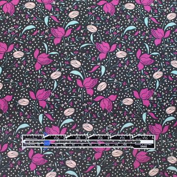 Italian 'nouveau floral' graphic printed viscose challis 1.5 yds