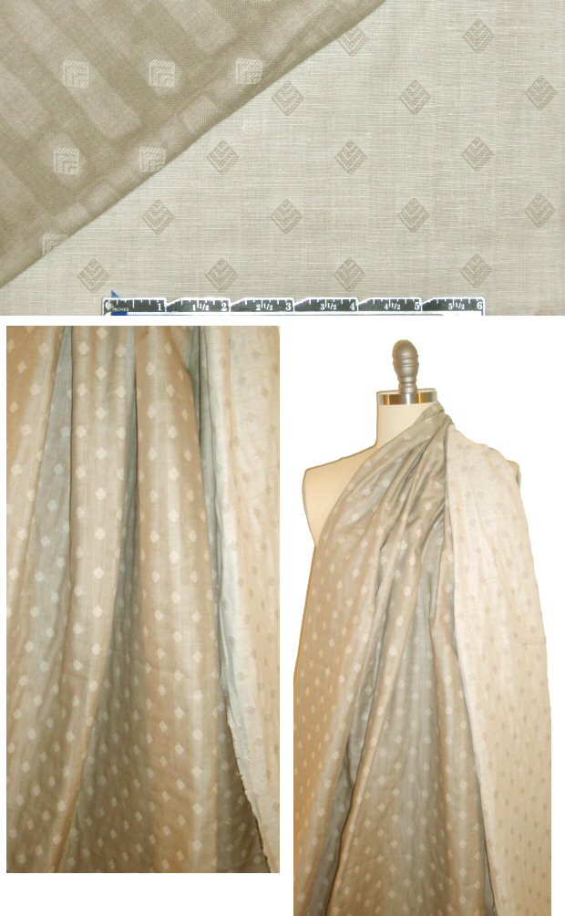 Italian 2-ply diamond motif jacquard woven - oyster