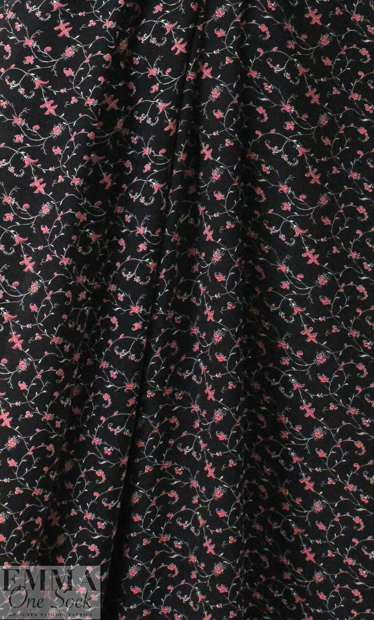 German viscose crepe woven - blooming vines 1.66 yd