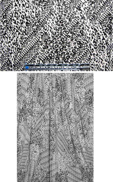 teeny black/white graphic drapey viscose woven 1.625 yd