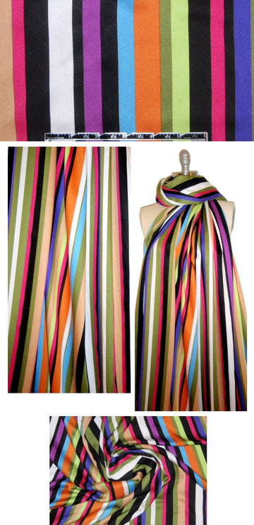 colorful stripe drapey viscose woven
