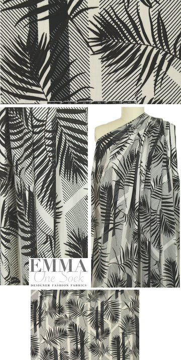 leaf and stripe graphic textured viscose woven 1.5 yd