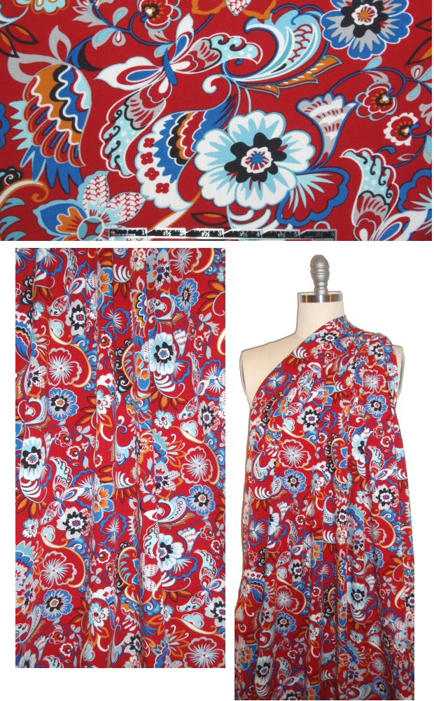 valentino/royal decorative floral drapey viscose woven .80 yds
