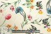 spring flowers on white drapey viscose woven .75 yds