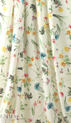 spring flowers on white drapey viscose woven 1.75 yd