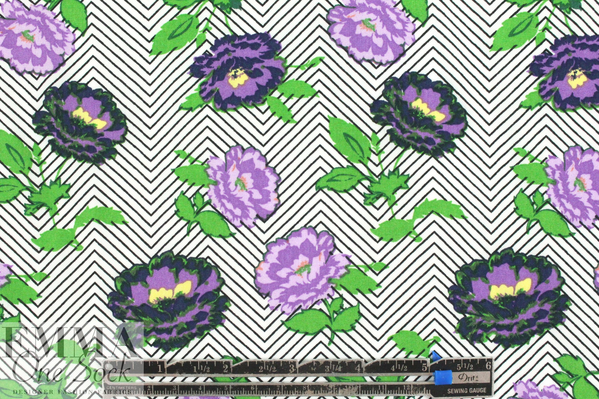 'campy flowers' drapey viscose woven - purple
