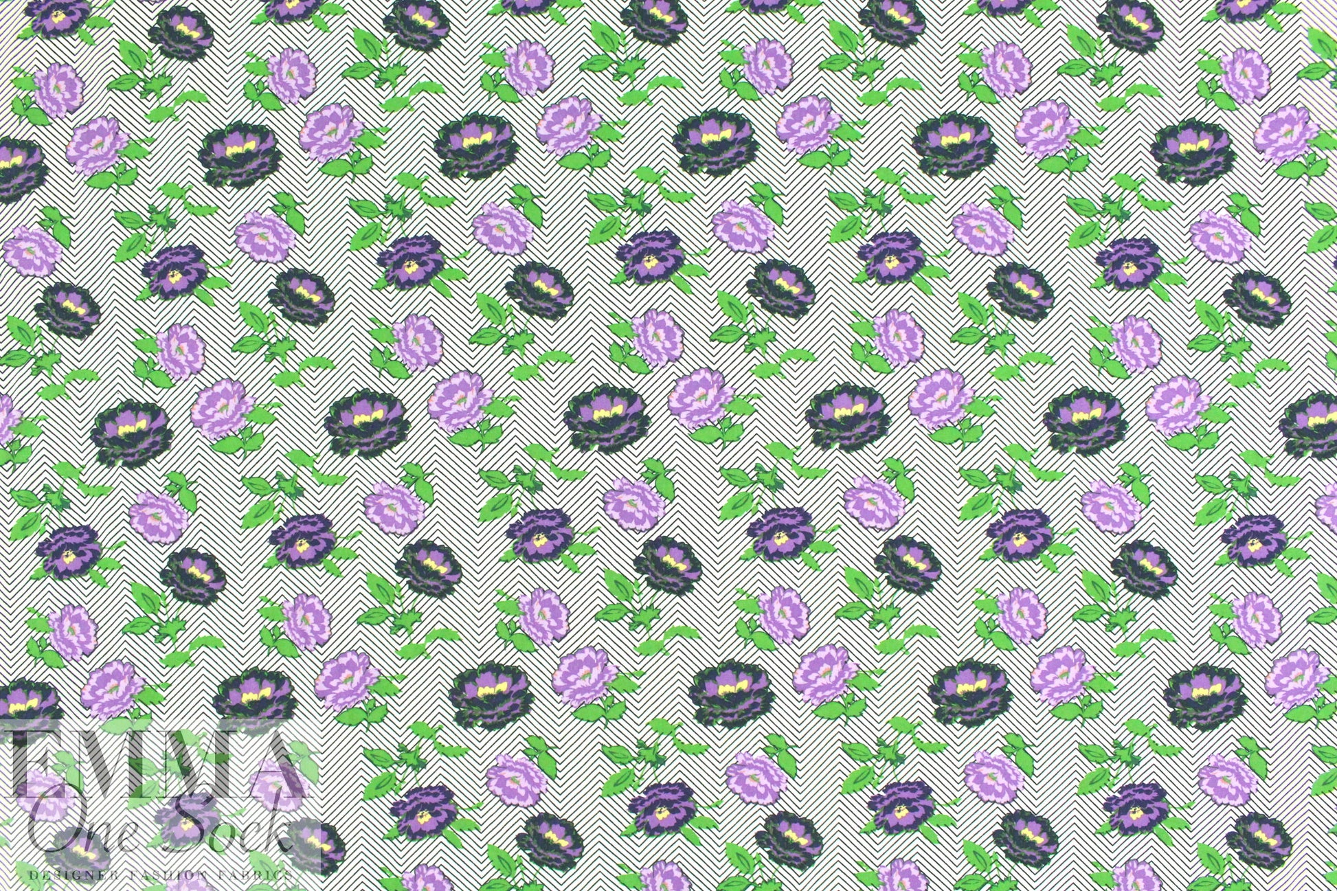 'campy flowers' drapey viscose woven - purple
