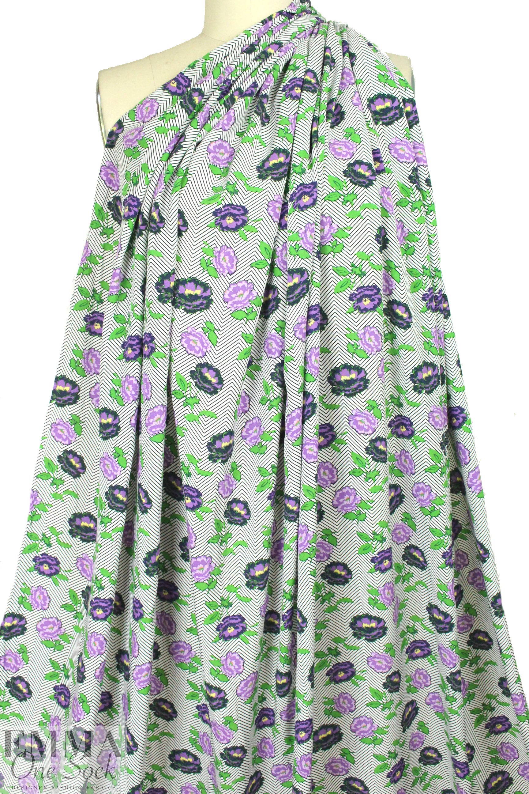 'campy flowers' drapey viscose woven - purple
