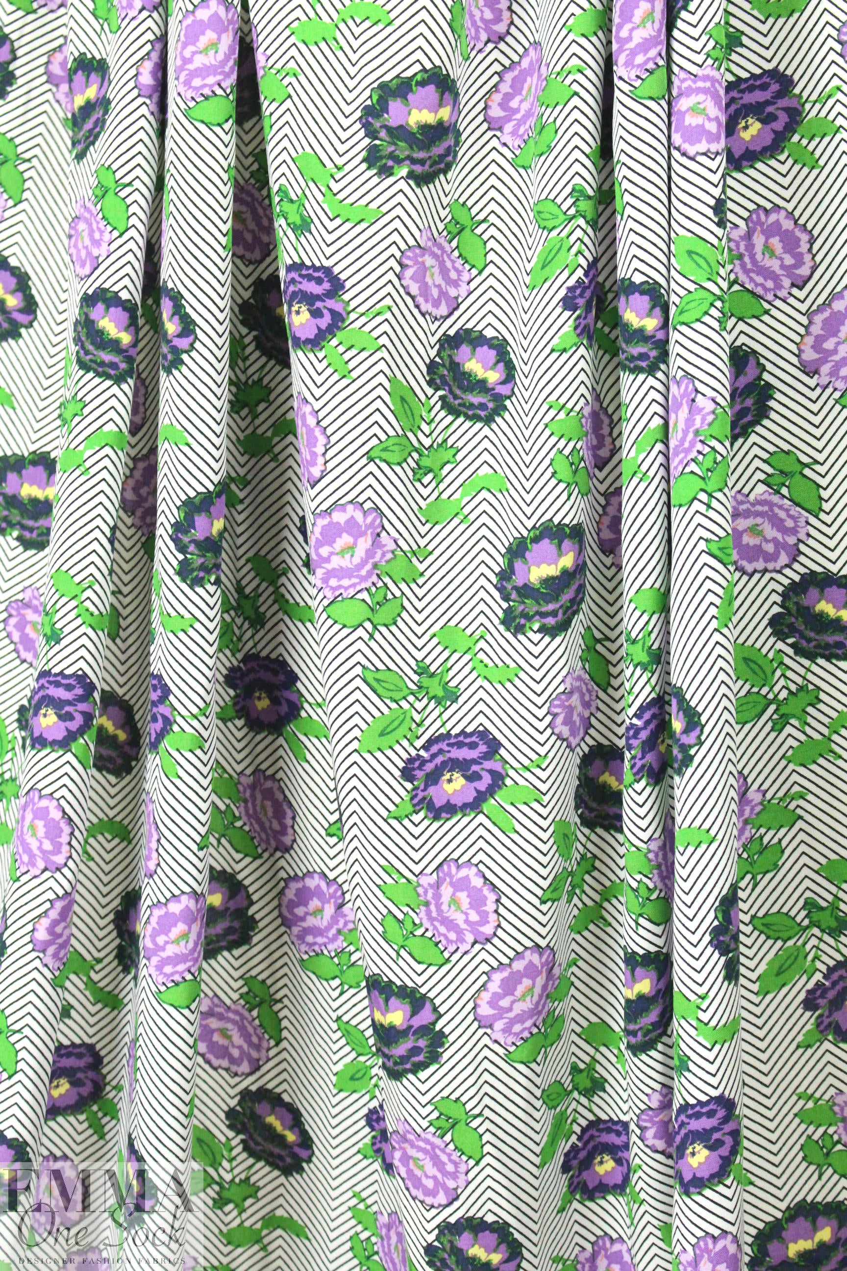 'campy flowers' drapey viscose woven - purple