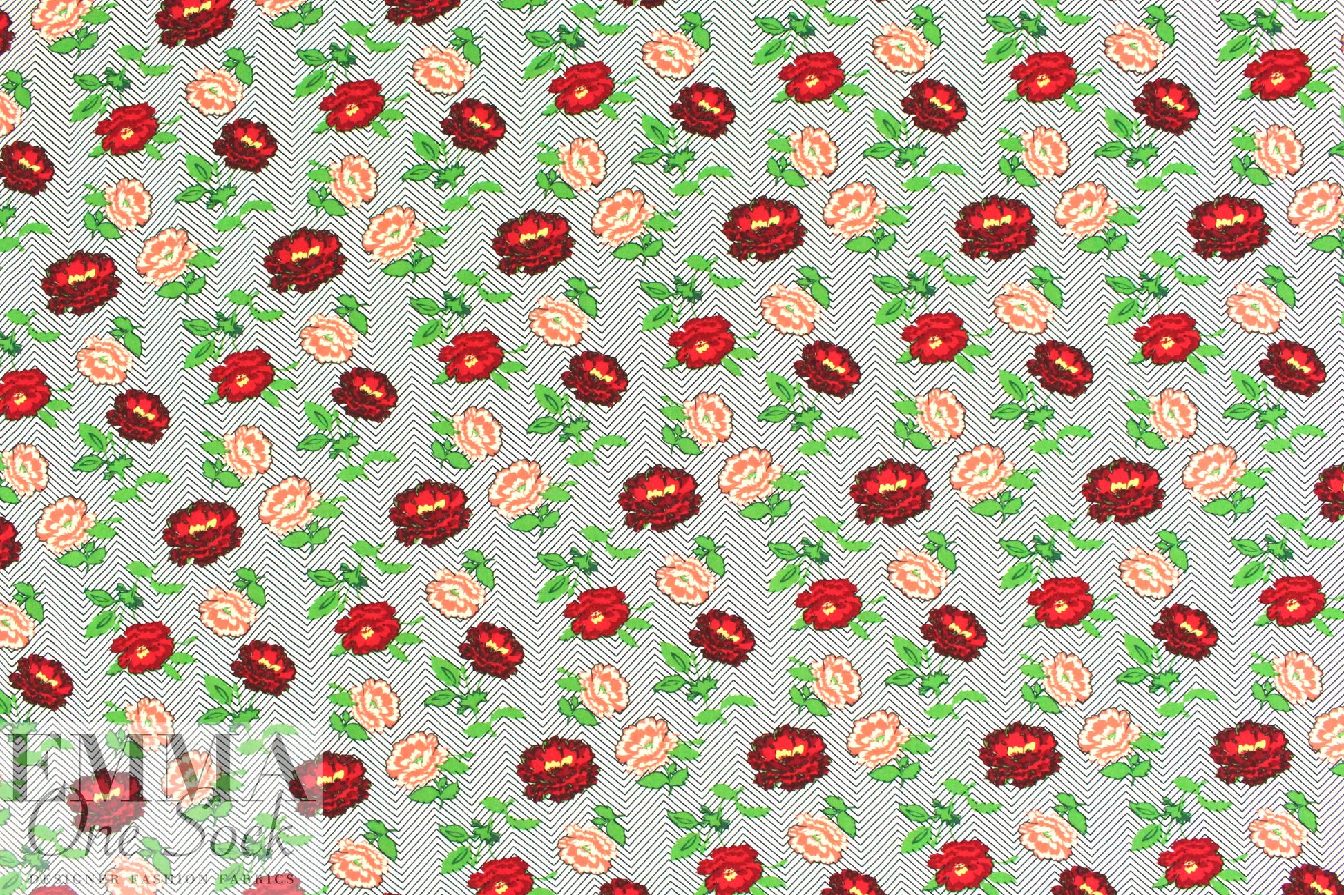 'campy flowers' drapey viscose woven - red