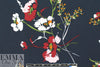 'les fleurs' drapey viscose woven - navy 1.75 yds