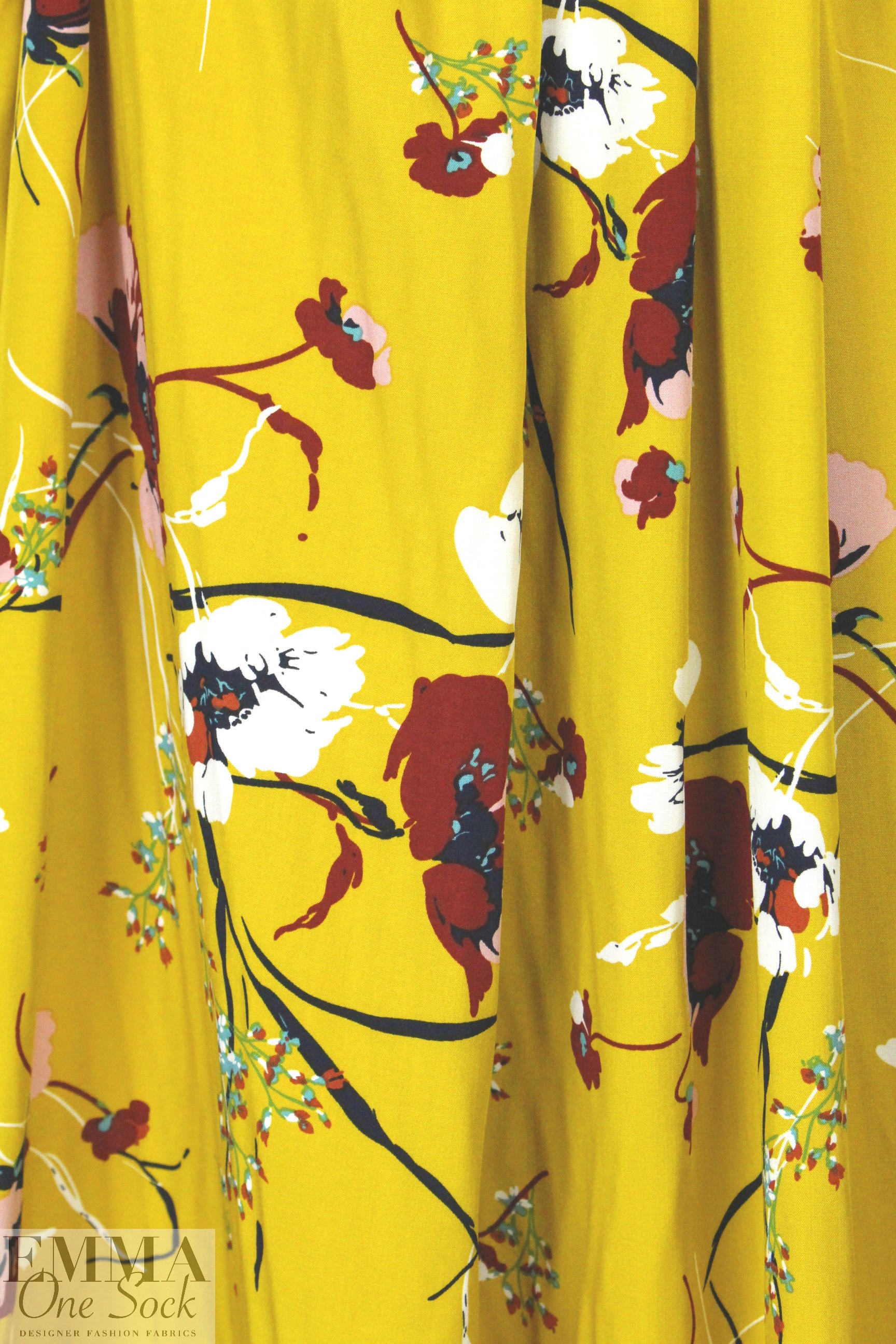 'les fleurs' drapey viscose woven - mustard 1.66 yd