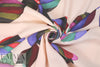 stylized floral on blush drapey viscose woven 1.375 yds