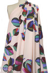 stylized floral on blush drapey viscose woven