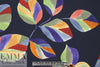 stylized floral on navy drapey viscose woven 1.5 yds