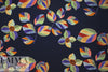 stylized floral on navy drapey viscose woven 1 yard