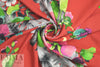 floral bouquets drapey viscose woven - red 1.625 yd