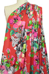 floral bouquets drapey viscose woven - red 1.625 yd