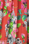 floral bouquets drapey viscose woven - red 1.875 yd