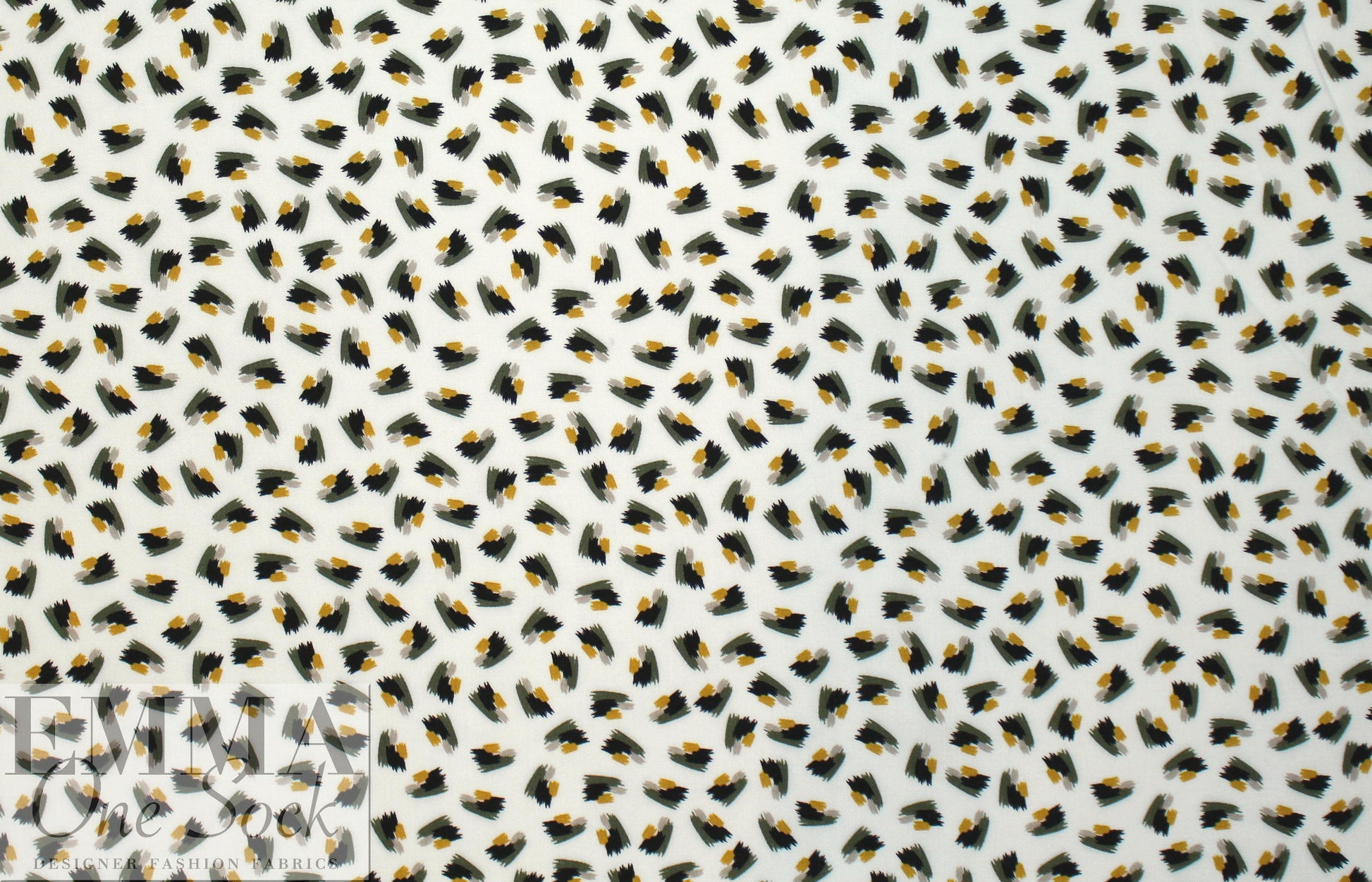 little graphic drapey viscose woven - loden/mustard 1.25 yds