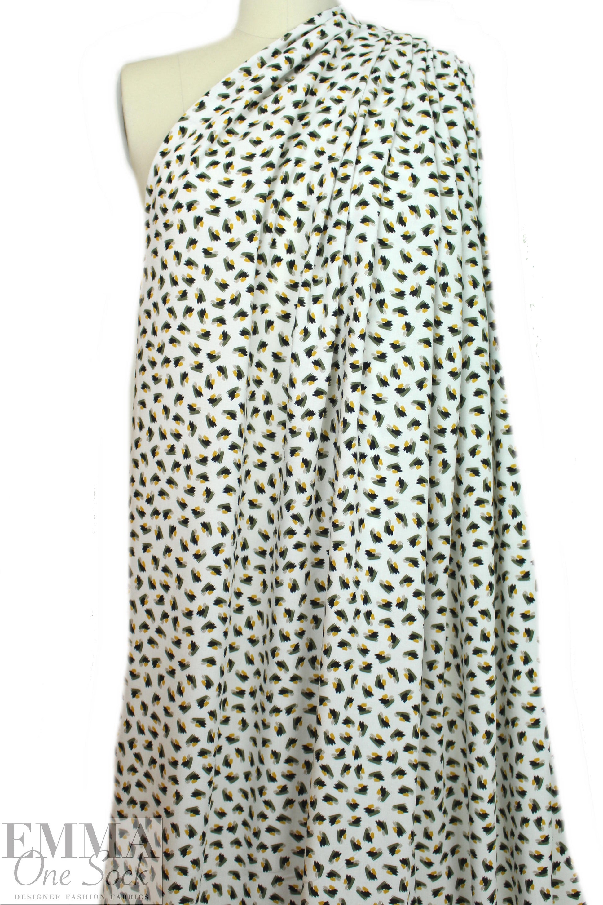 little graphic drapey viscose woven - loden/mustard