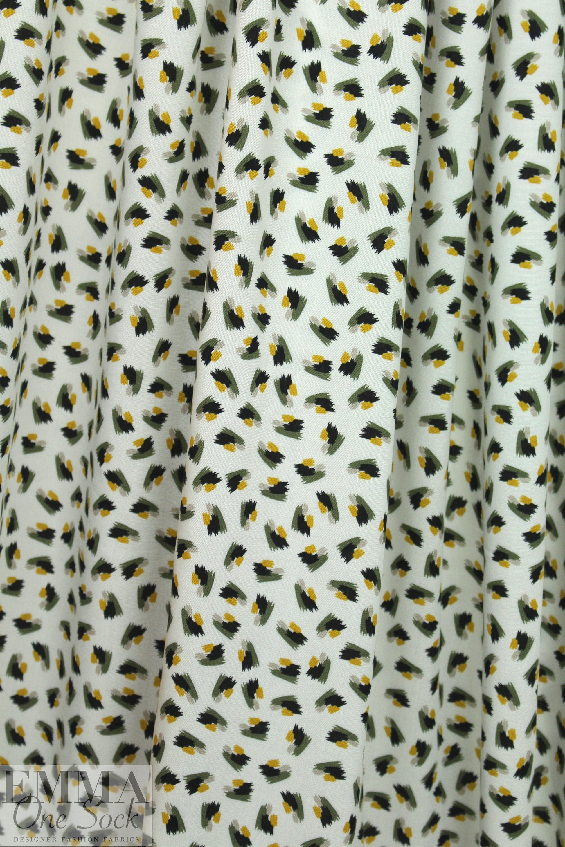 little graphic drapey viscose woven - loden/mustard