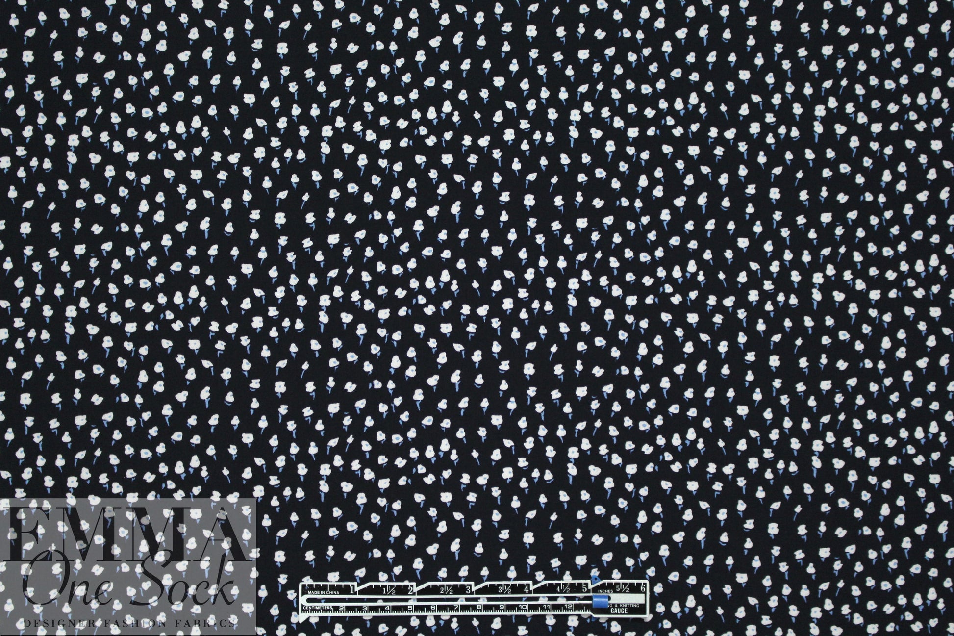 teeny flowers on midnight drapey rayon woven 1.875 yds