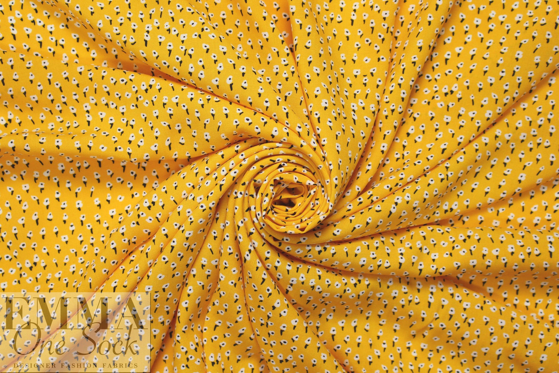 teeny flowers on buttercup drapey rayon woven .875 yds