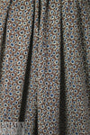 nutmeg/denim/ecru floral drapey viscose woven .75 yds