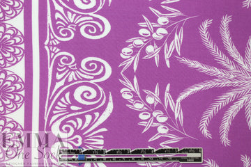 deco palm stripes Oeko-tex cert. rayon woven - orchid