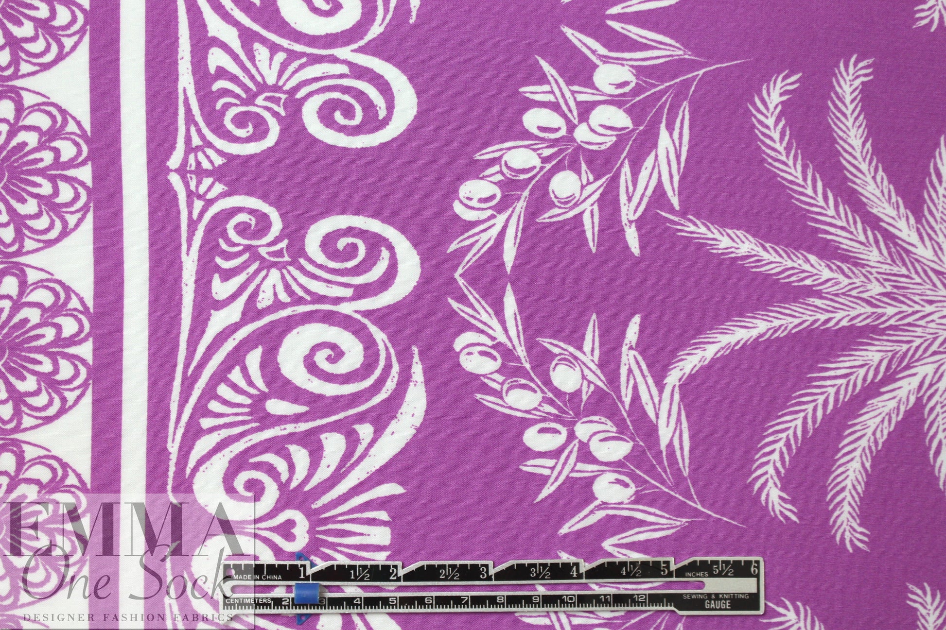 deco palm stripes Oeko-tex cert. rayon woven - orchid 1.125 yds