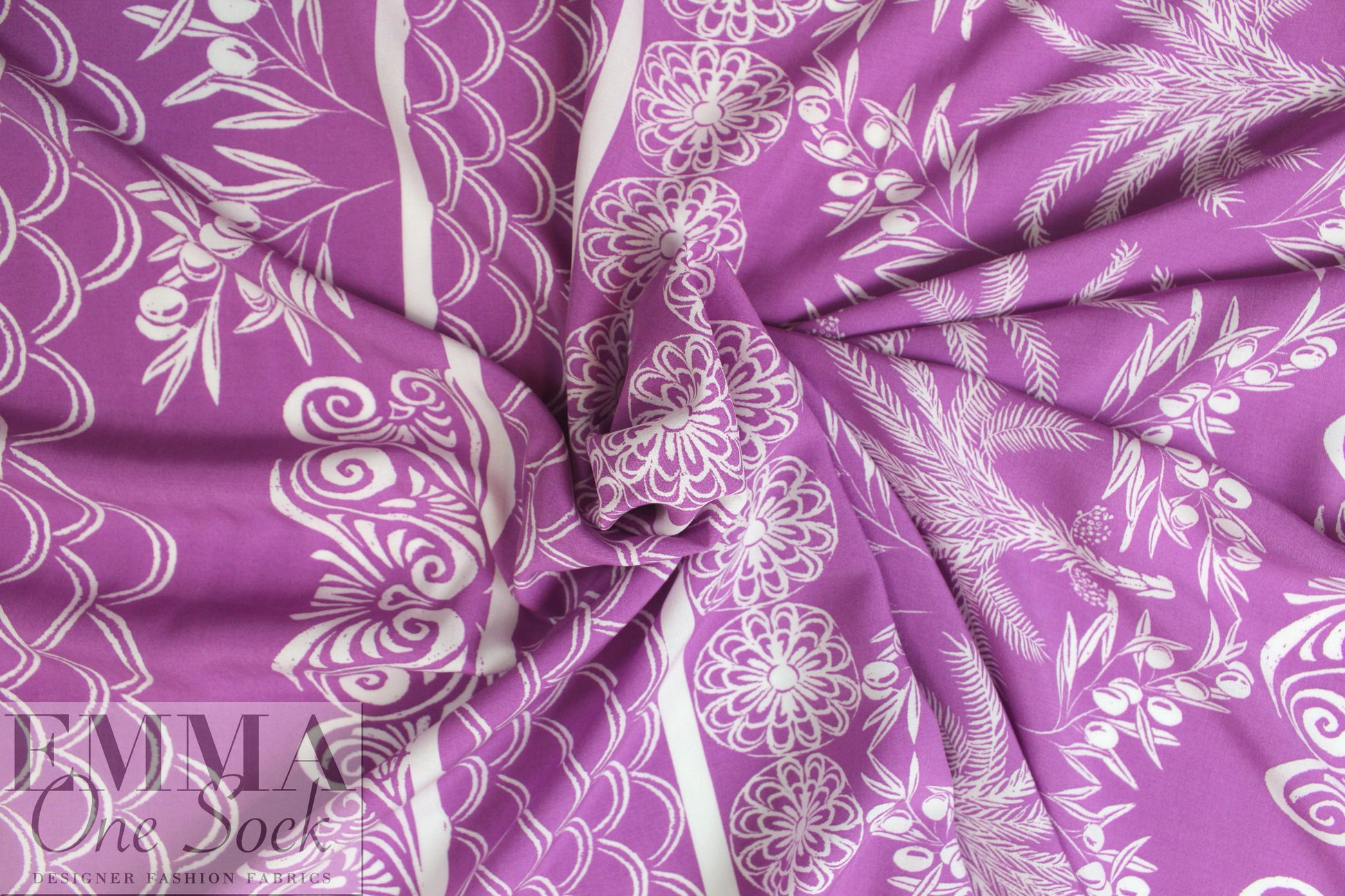 deco palm stripes Oeko-tex cert. rayon woven - orchid 1.125 yds