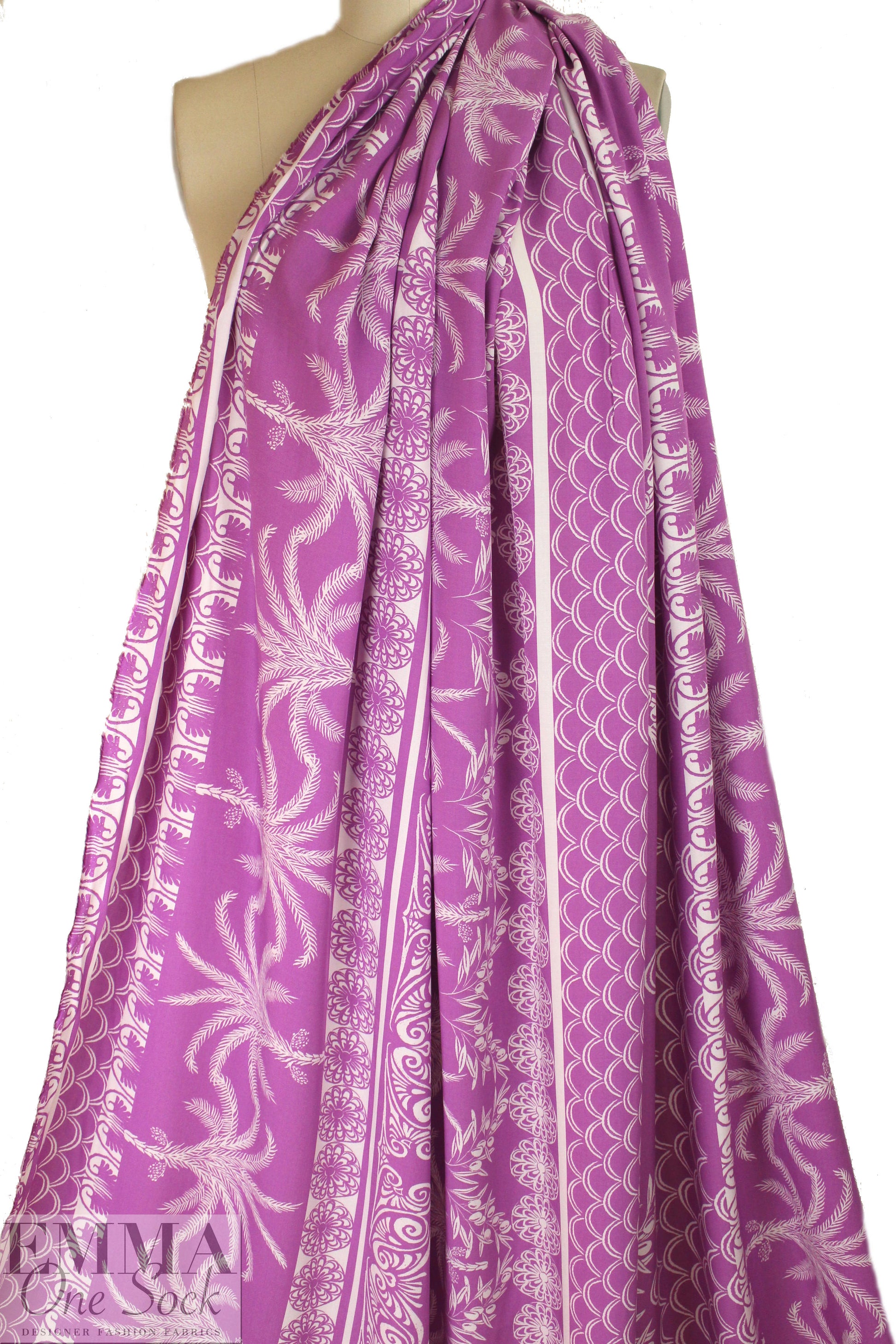 deco palm stripes Oeko-tex cert. rayon woven - orchid 1.125 yds