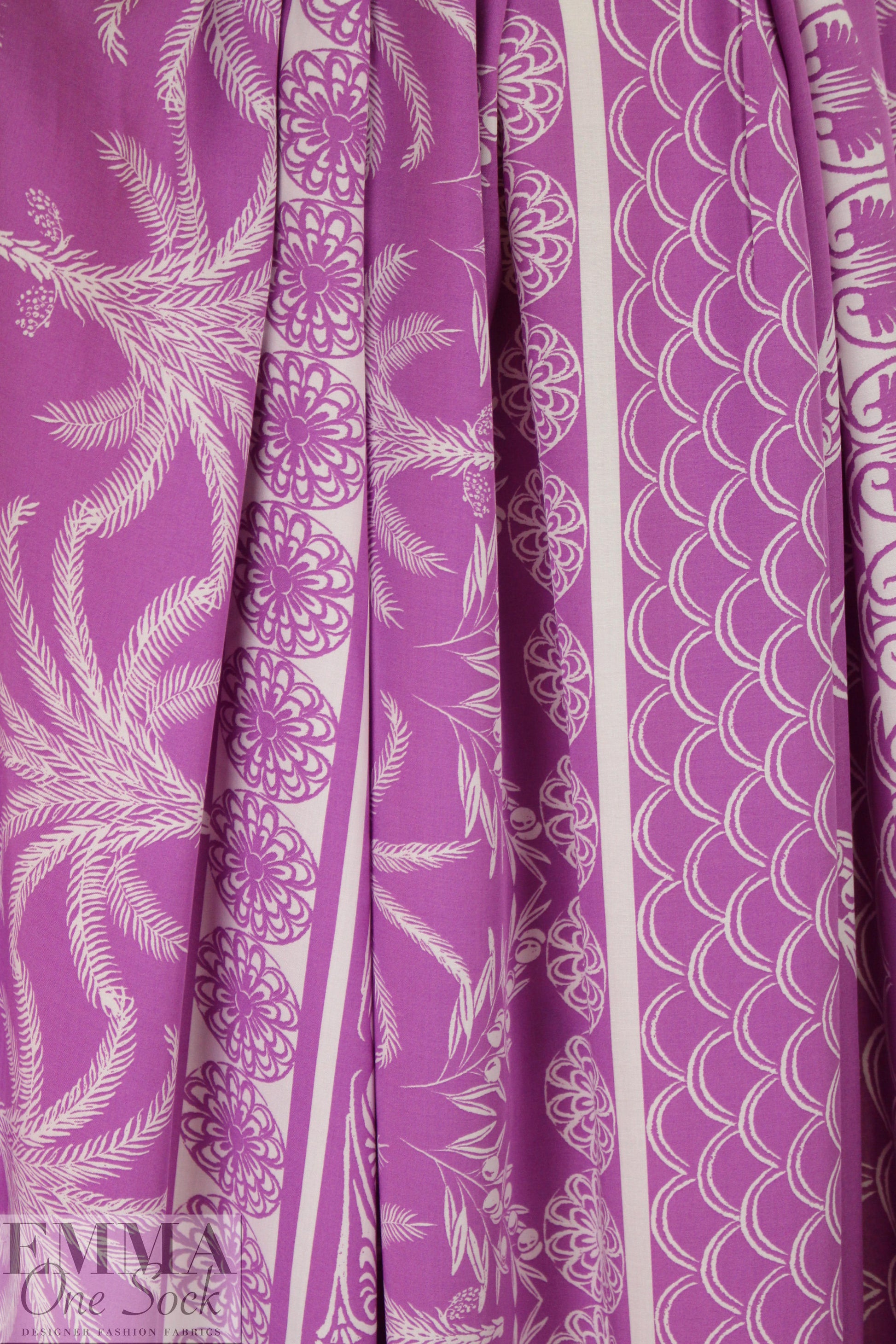 deco palm stripes Oeko-tex cert. rayon woven - orchid 1.125 yds