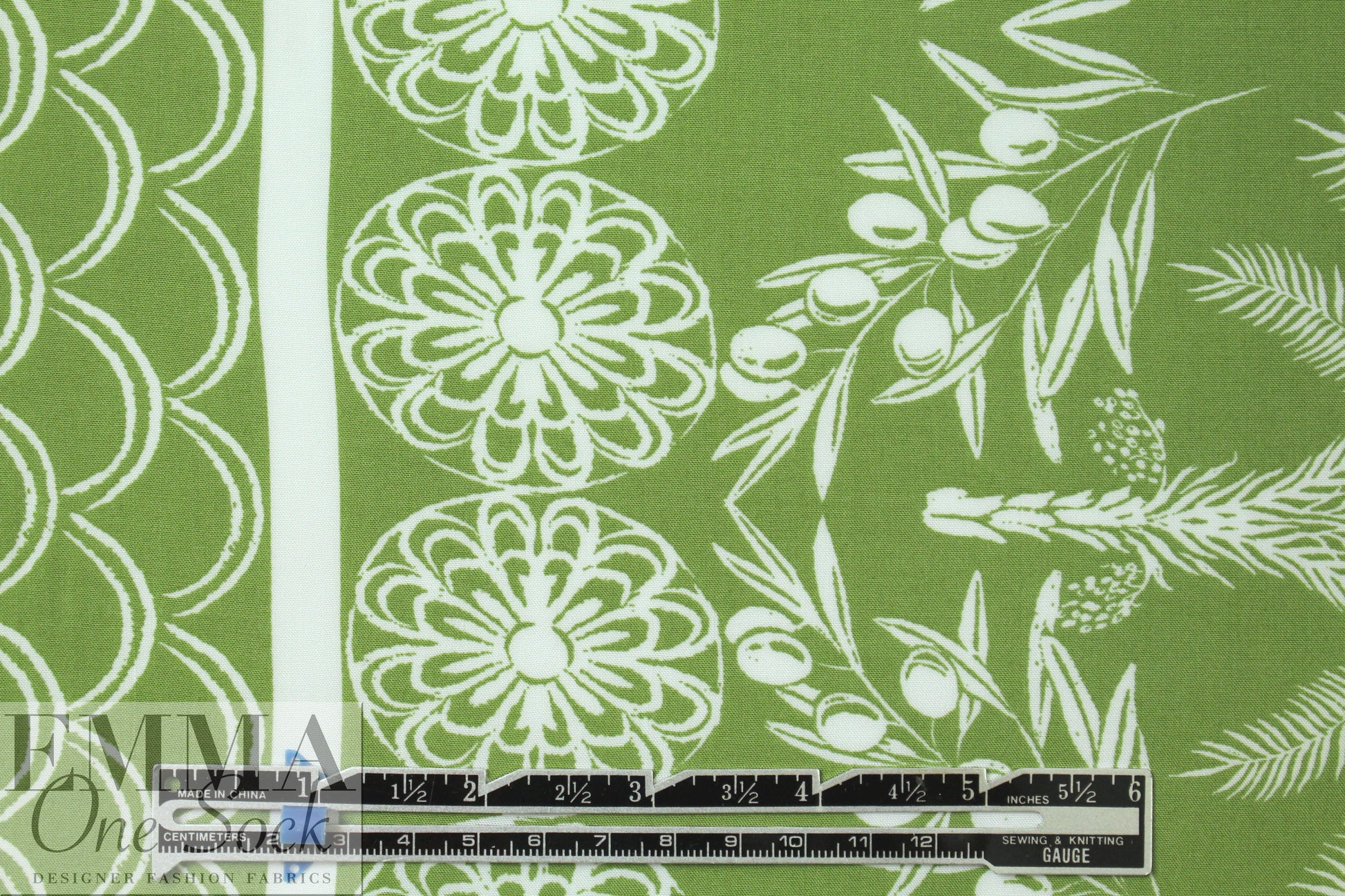 deco palm stripes Oeko-tex cert. rayon woven - avocado 1.625 yd