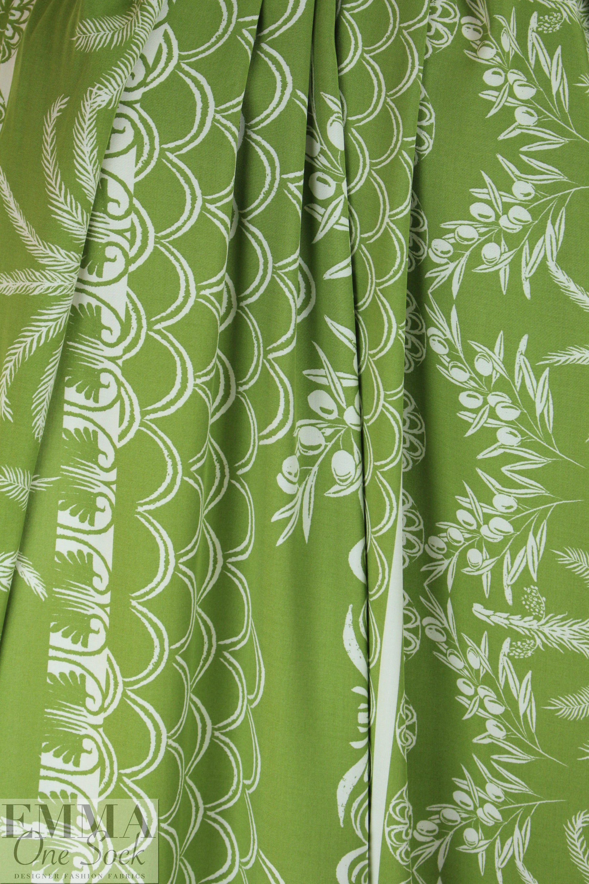 deco palm stripes Oeko-tex cert. rayon woven - avocado 1.625 yd