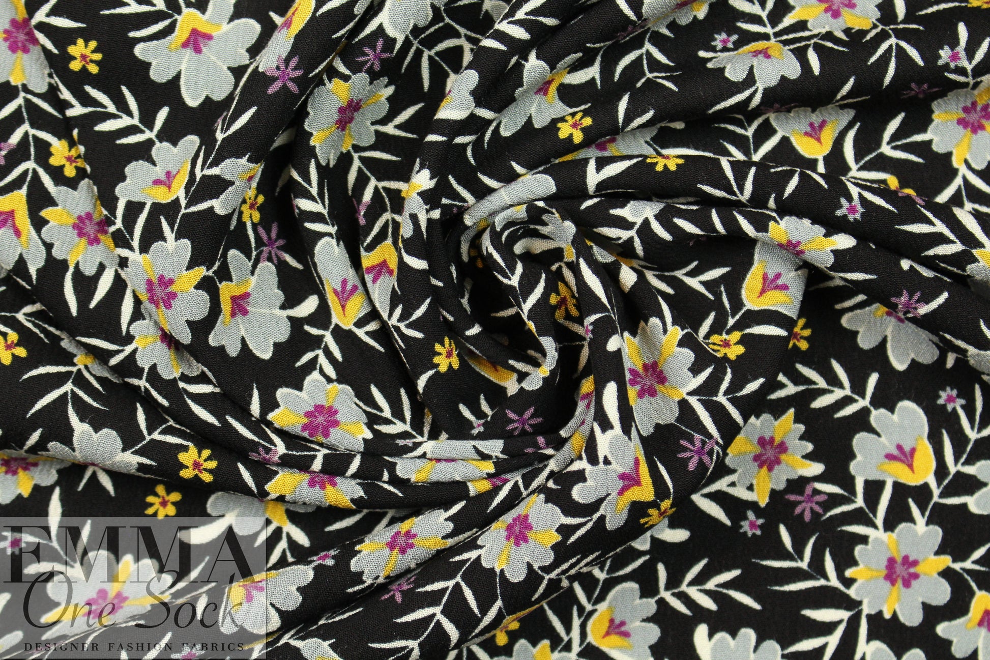 yoryu viscose crinkled woven - sterling blossoms