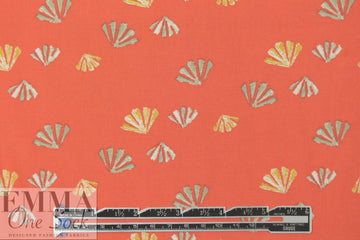 deco-leaf motif Oeko-Tex cert. viscose woven - tangerine