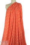 deco-leaf motif Oeko-Tex cert. viscose woven - tangerine